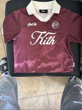 Kith Burgundy and White Kids' Short-Sleeve Logo Jersey